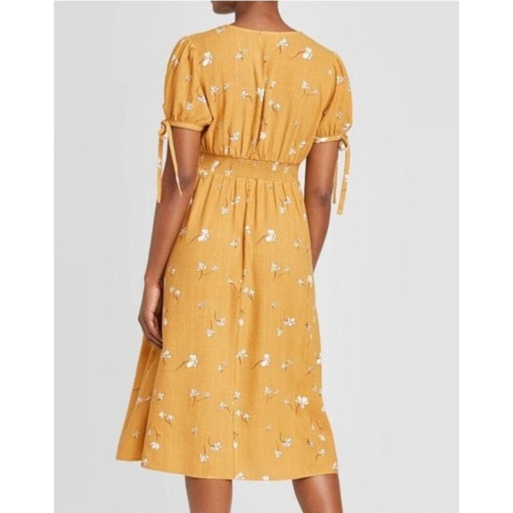 Universal Thread Mustard Yellow Floral Midi Dress - Picture 2 of 13